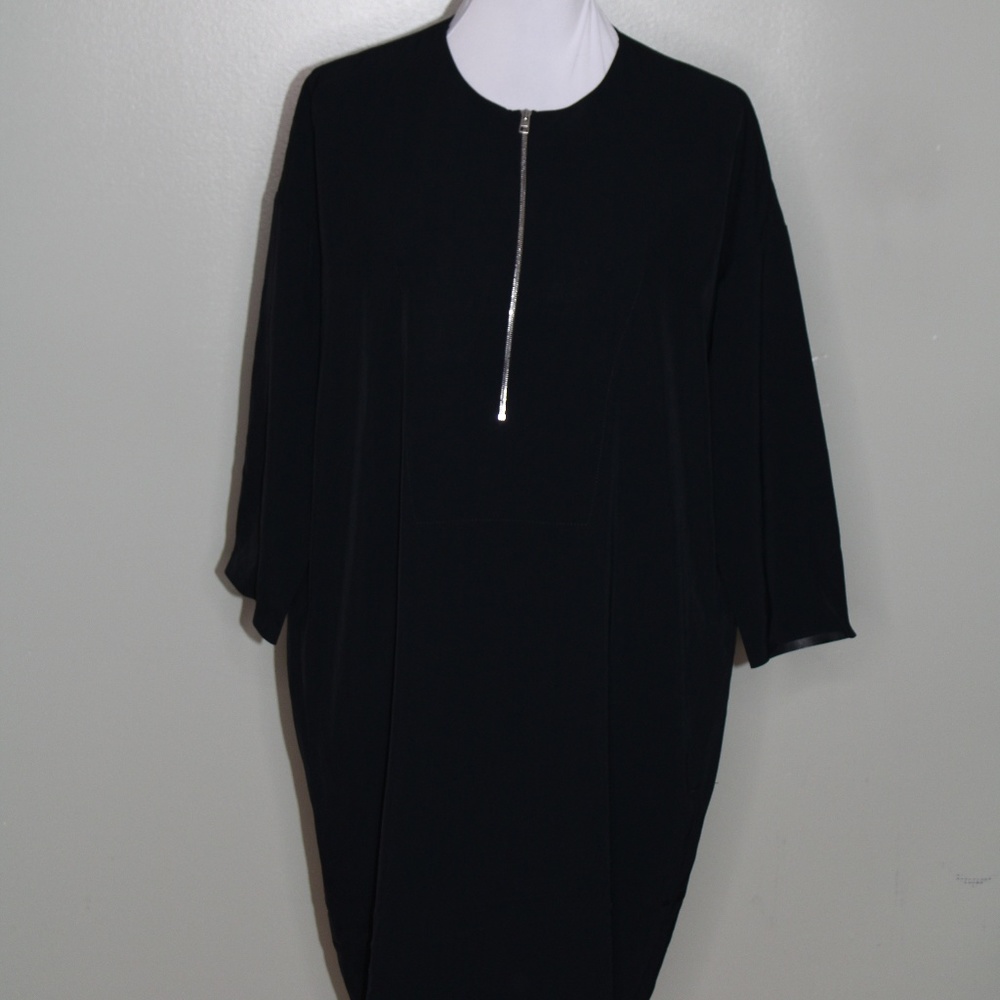 everlane women black Triacetate zipper dress SZ 8